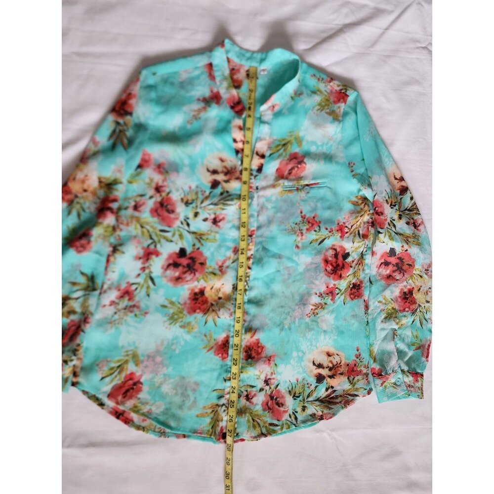 KUT From The Kloth Women's Blue‎ Floral Long Sleeve Chiffon Blouse Size Medium - Picture 10 of 10